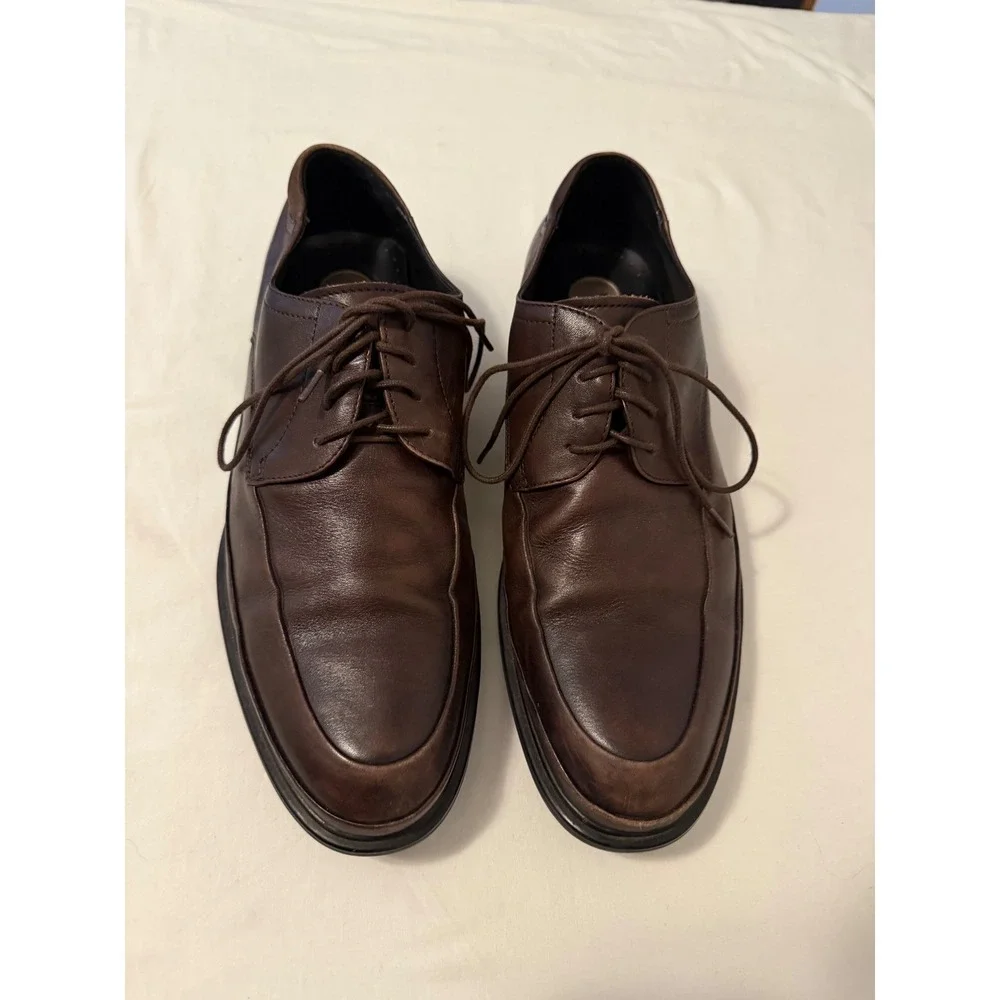 Kenneth Cole New York Pyra-Mid Mens 10.5 Dark Brown Leather Bicycle Toe Oxfords